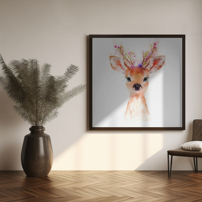 Baby Deer Square Canvas Art Print