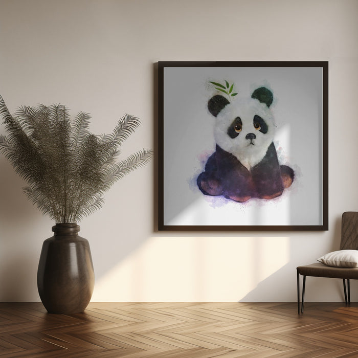 Baby Panda Square Canvas Art Print