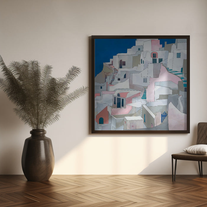 Santorini7x7 Square Canvas Art Print