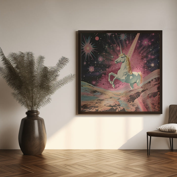 Magic Unicorn Collage Art Square Canvas Art Print