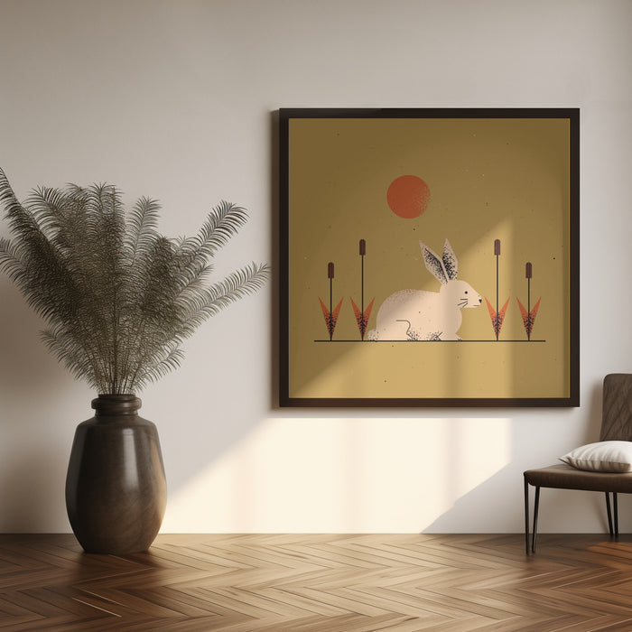 White Rabbit Square Canvas Art Print