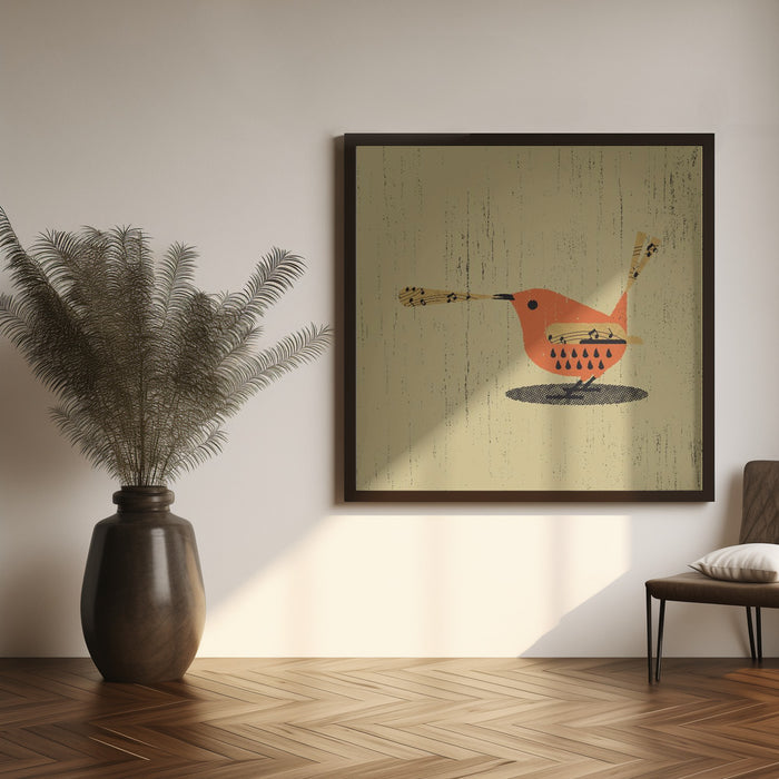 Singing Bird Square Canvas Art Print