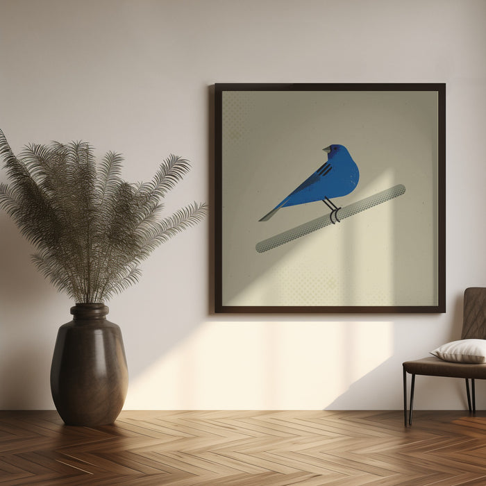 Indigo Bunting Square Canvas Art Print