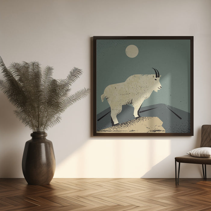 Mountain Goat Square Canvas Art Print