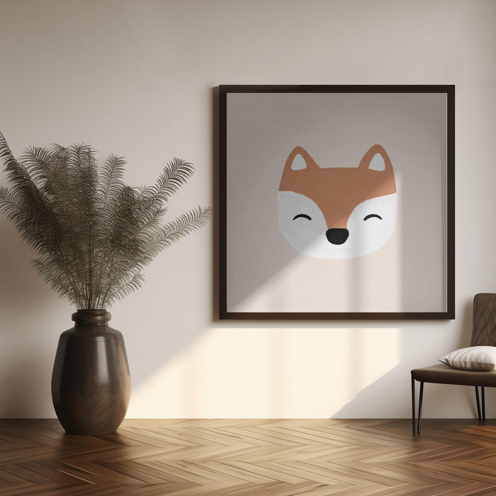 Blush Fox Square Canvas Art Print