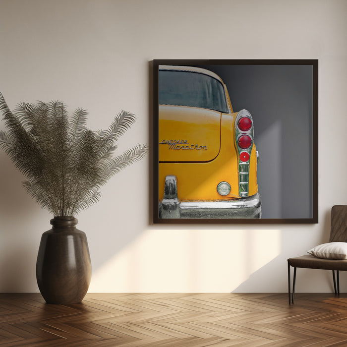 The Yellow Cab Square Canvas Art