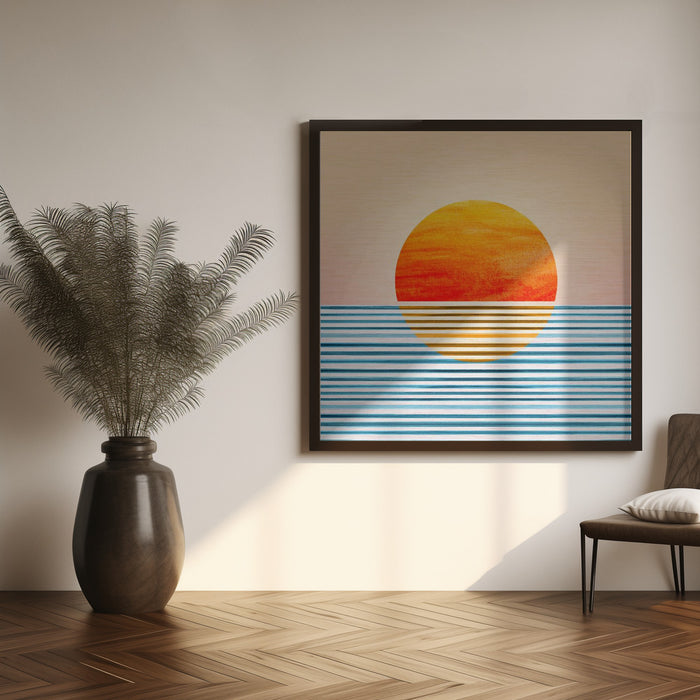 Minimalist Sunset 2 Square Canvas Art Print