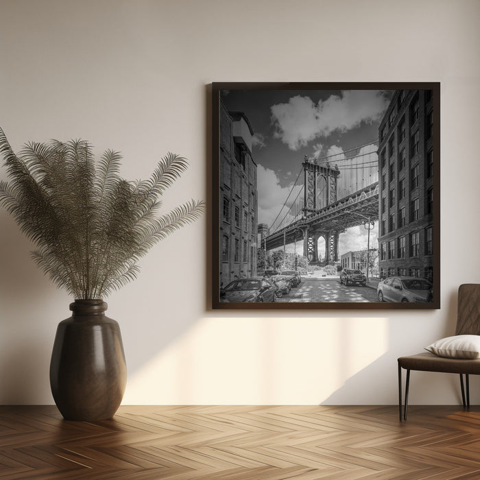 NYC Manhattan Bridge Square Canvas Art Print