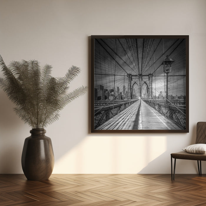 NYC Brooklyn Bridge Square Canvas Art Print