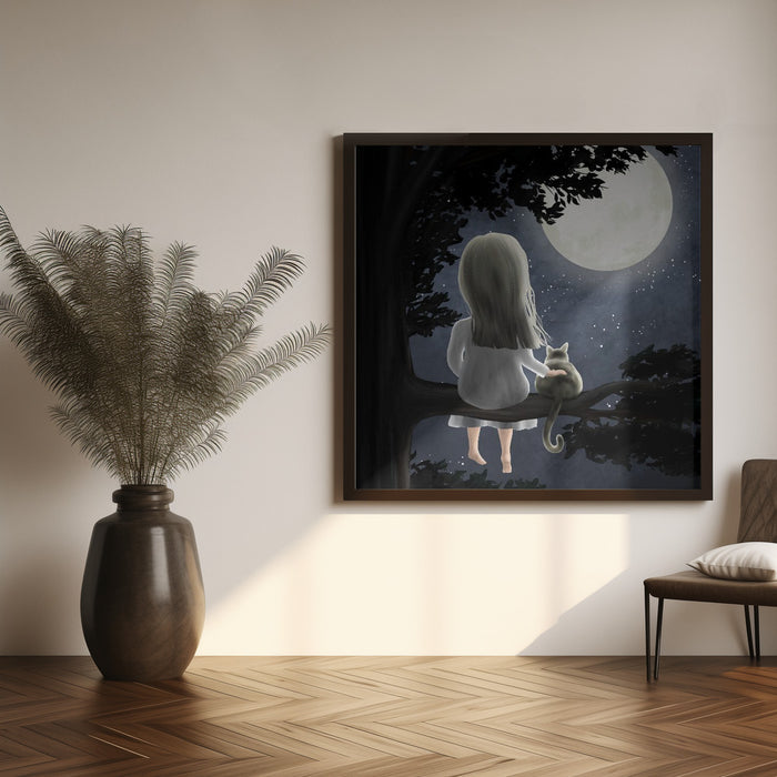 Under the moon Square Canvas Art Print