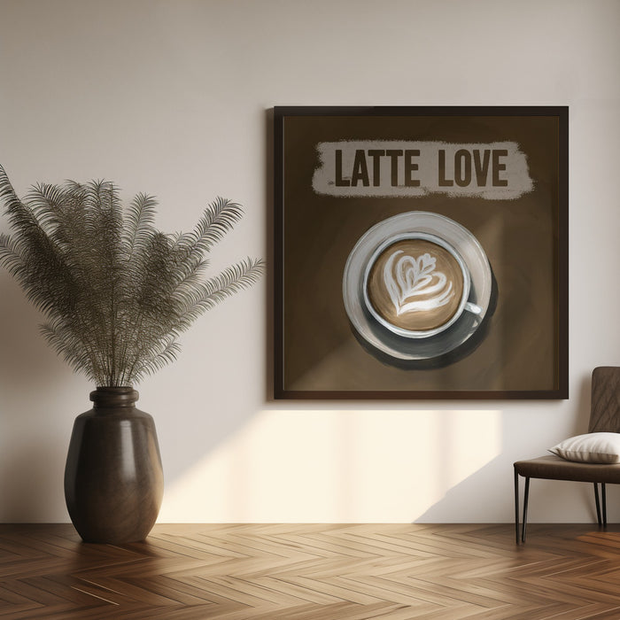 Latte Love Square Canvas Art Print