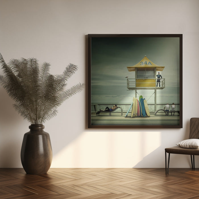 The life guard Square Canvas Art