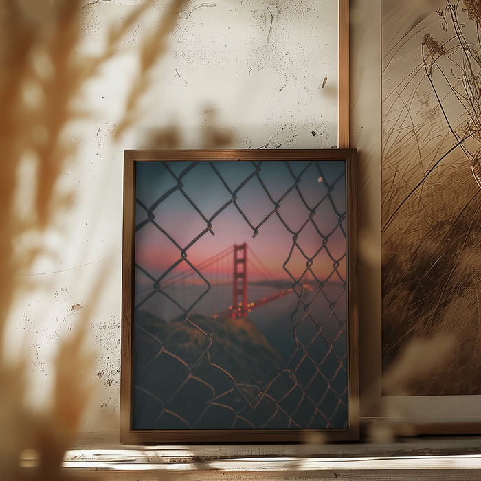 Golden Gate Caged Framed Art Modern Wall Decor