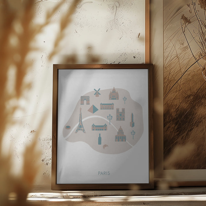 Paris Map Framed Art Wall Decor