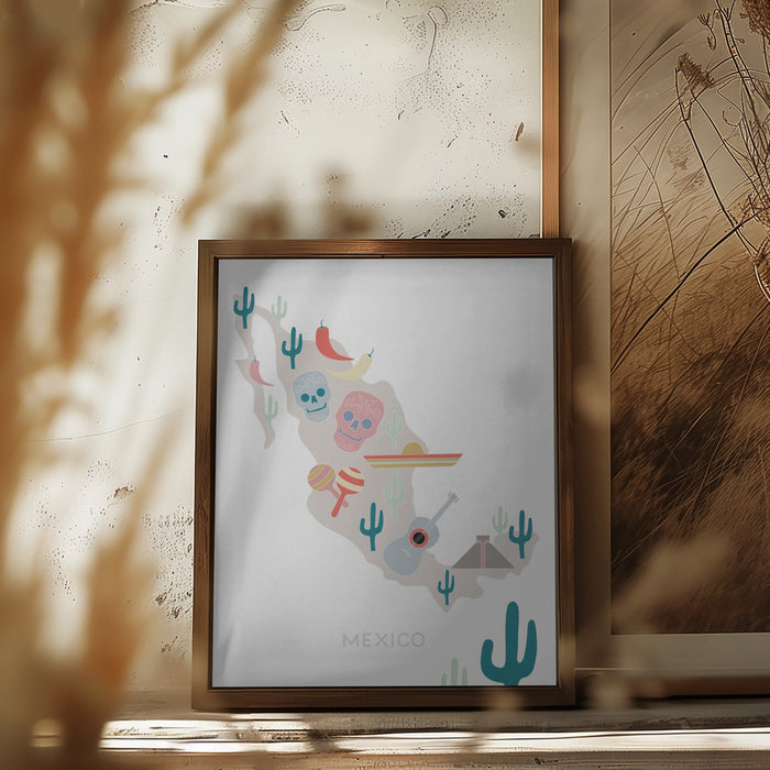 Mexico Map No 1 Framed Art Modern Wall Decor