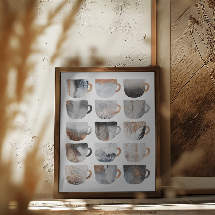 Dreamy Coffee Cups Framed Art Modern Wall Decor