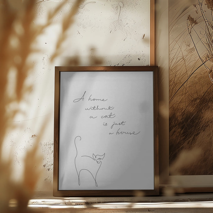 Without a cat Framed Art Modern Wall Decor