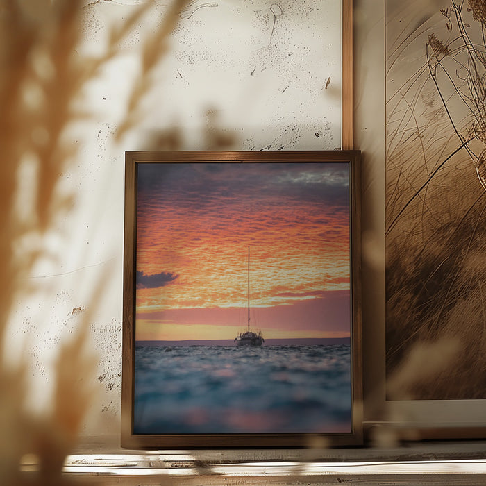 Sailboat Framed Art Modern Wall Decor