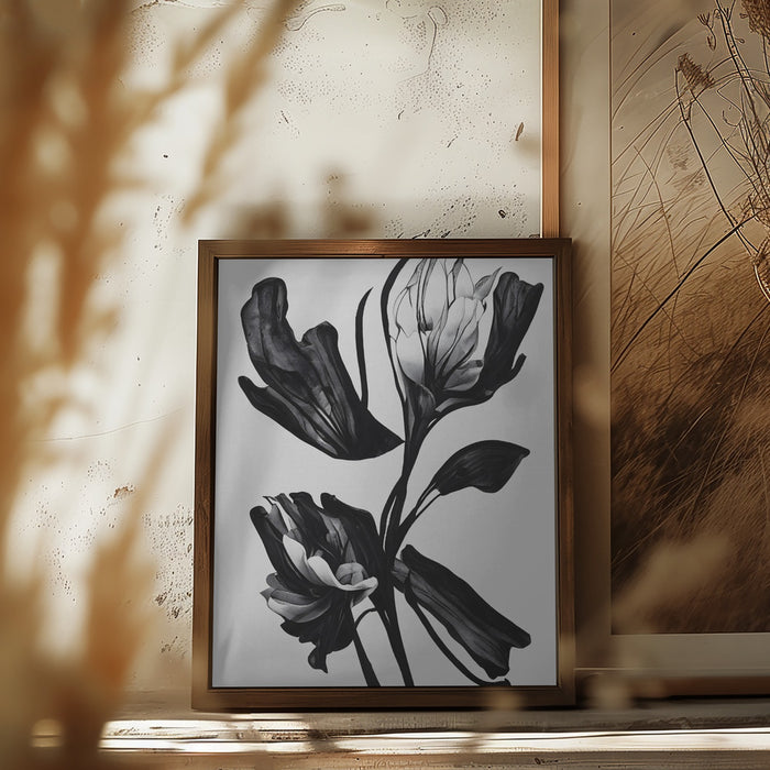 Black Flower Framed Art Modern Wall Decor