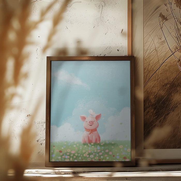 Cute Pig Framed Art Modern Wall Decor