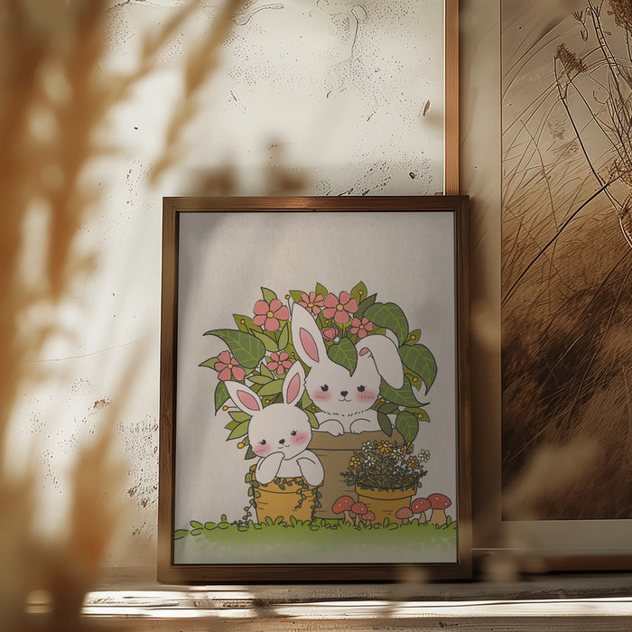 Couple Bunny Framed Art Wall Decor