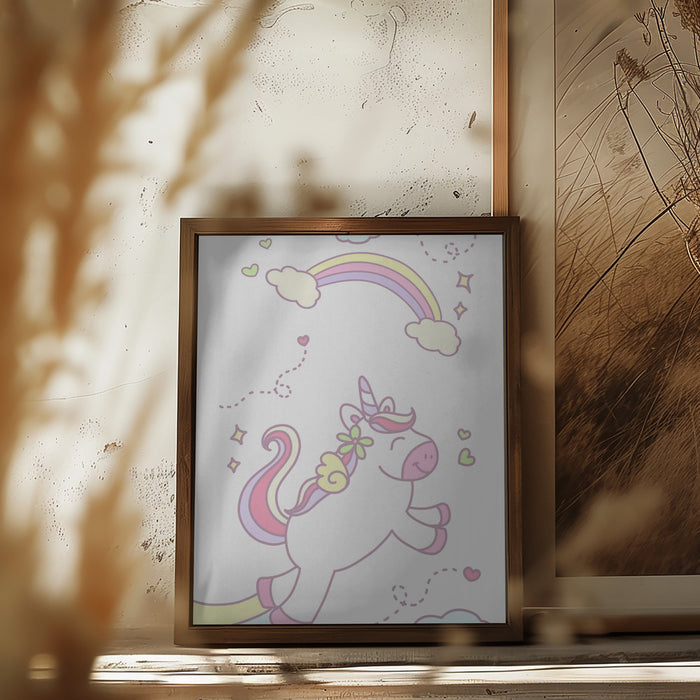 Unicorn and Baby girl Framed Art Wall Decor