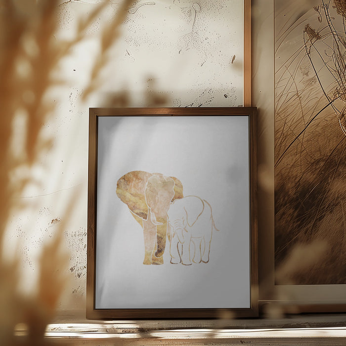 White Gold Elephants 2 Framed Art Wall Decor