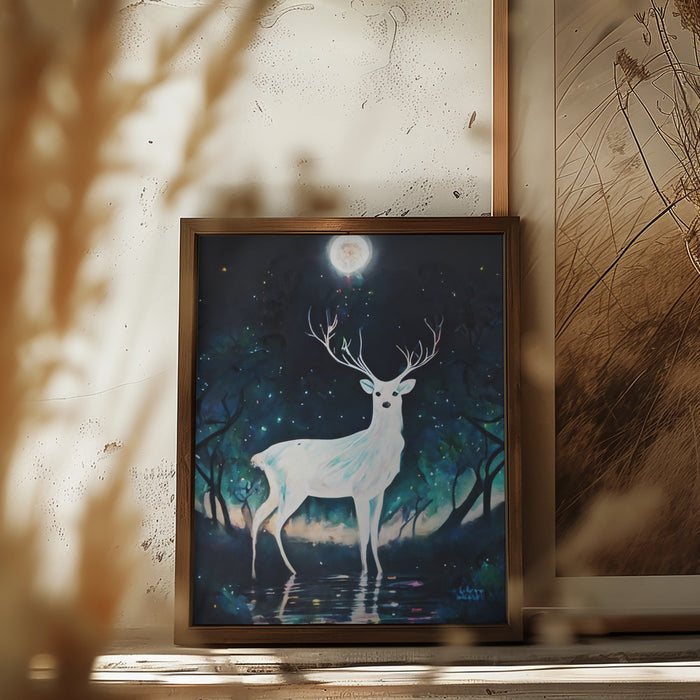 Paint Deer Framed Art Modern Wall Decor