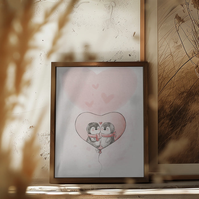 Penguin in love Framed Art Wall Decor