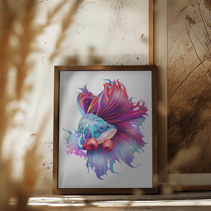 FIGHTHING FISH Framed Art Wall Decor