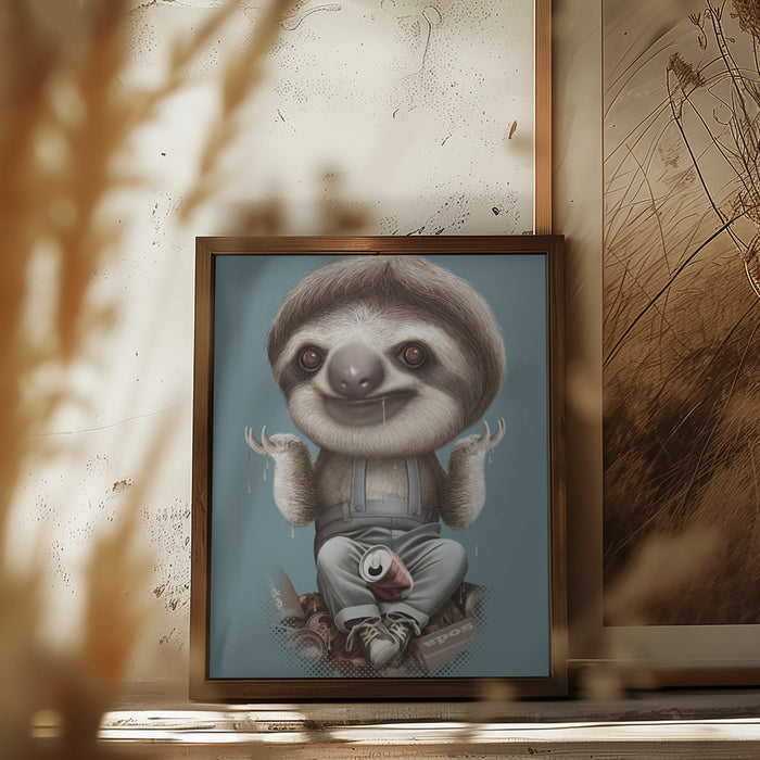 SLOTH DON'T CARE Framed Art Wall Decor