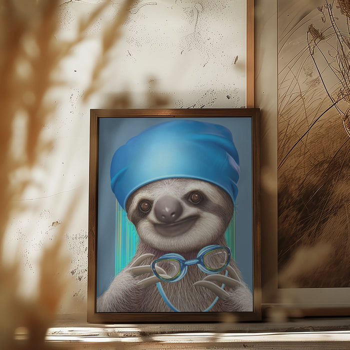 SLOTH WITH GOGGLES Framed Art Wall Decor