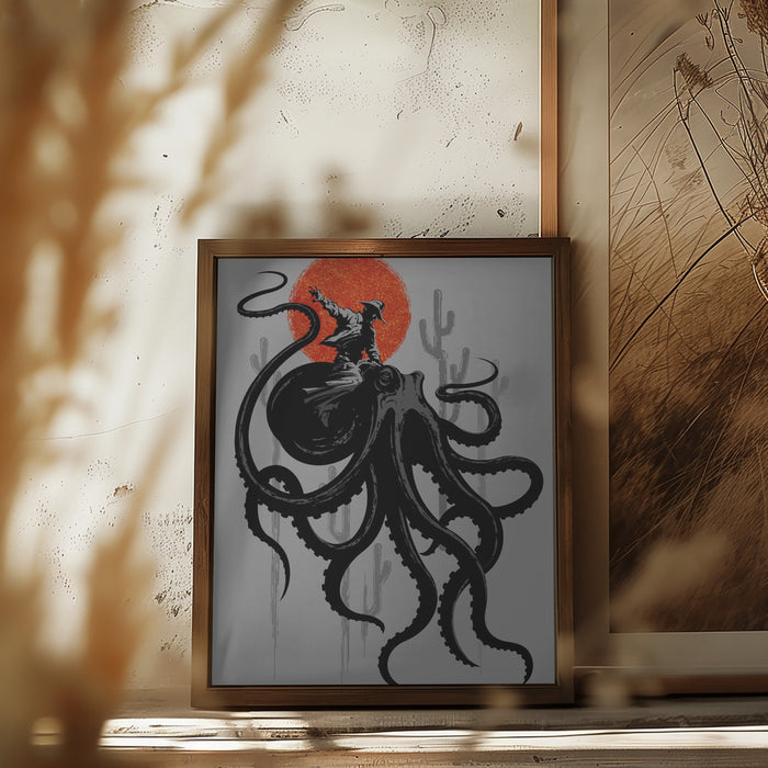 RIDING THE OCTOPUS Framed Art Wall Decor