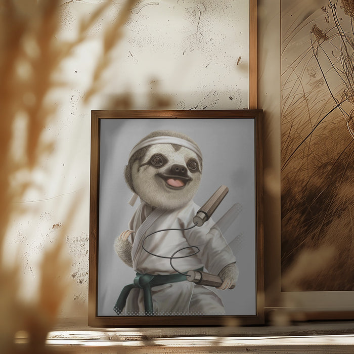 karate sloth Framed Art Wall Decor