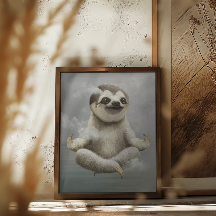 sloth meditating Framed Art Wall Decor