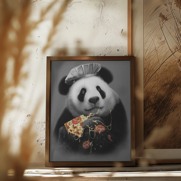 panda loves pizza Framed Art Modern Wall Decor