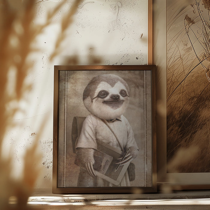 STUDENT SLOTH Framed Art Wall Decor