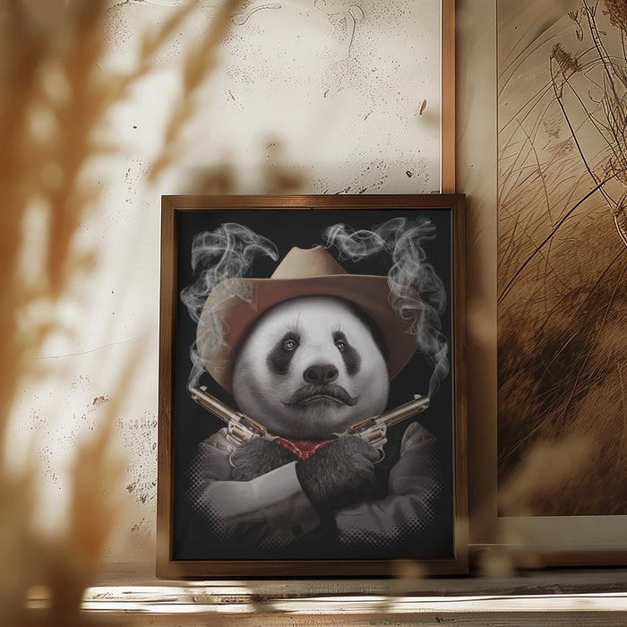 panda crossgun Framed Art Wall Decor