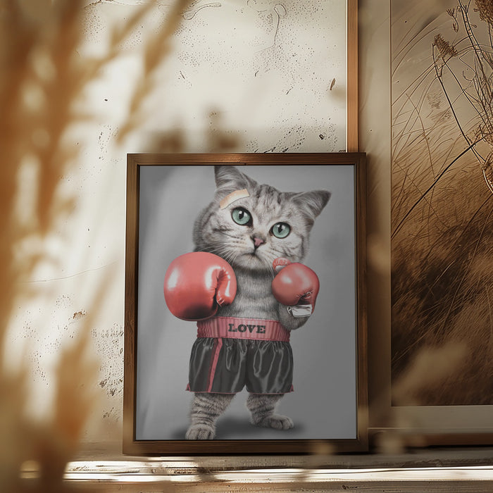 boxing cat Framed Art Modern Wall Decor