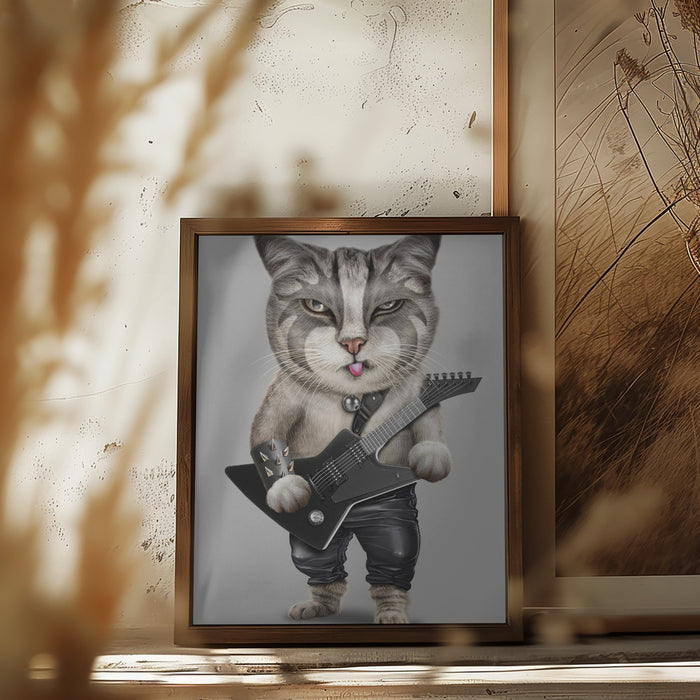 heavy metal cat Framed Art Wall Decor