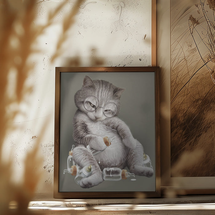 greedy cat Framed Art Modern Wall Decor