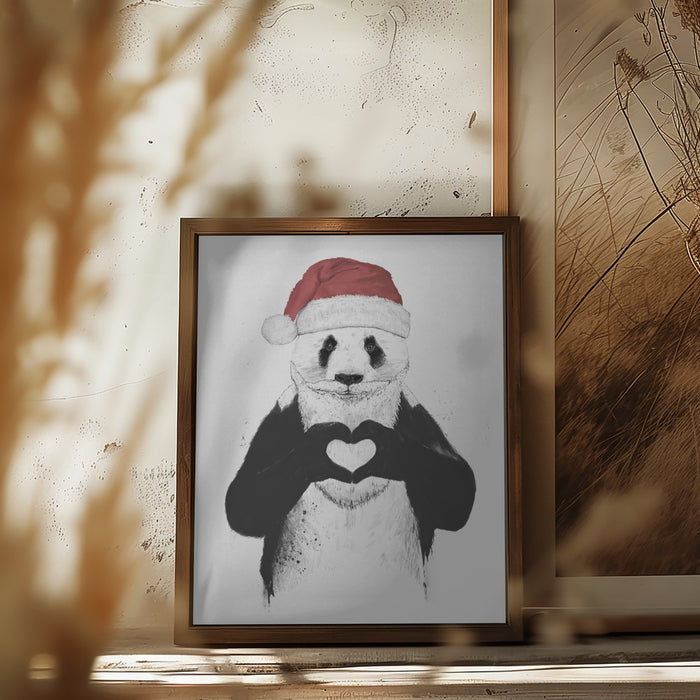 Santa panda Framed Art Modern Wall Decor