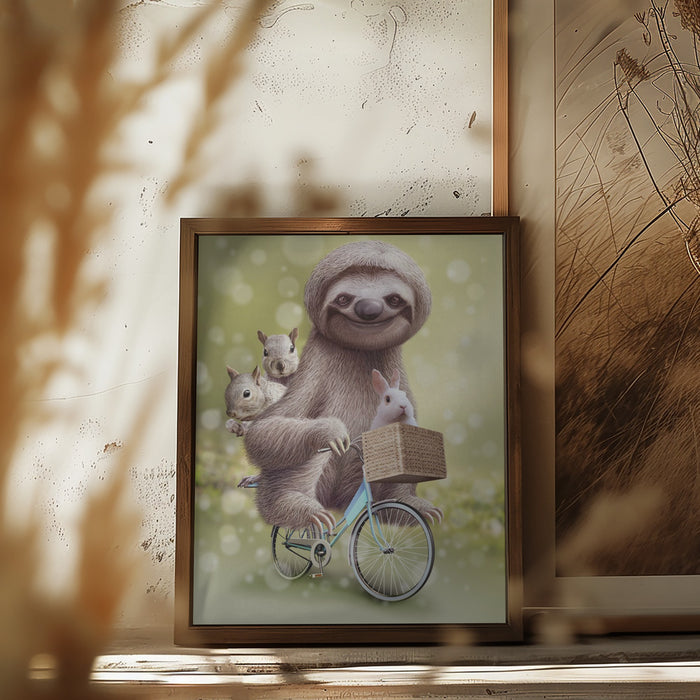 SLOTH GO RIDING Framed Art Modern Wall Decor