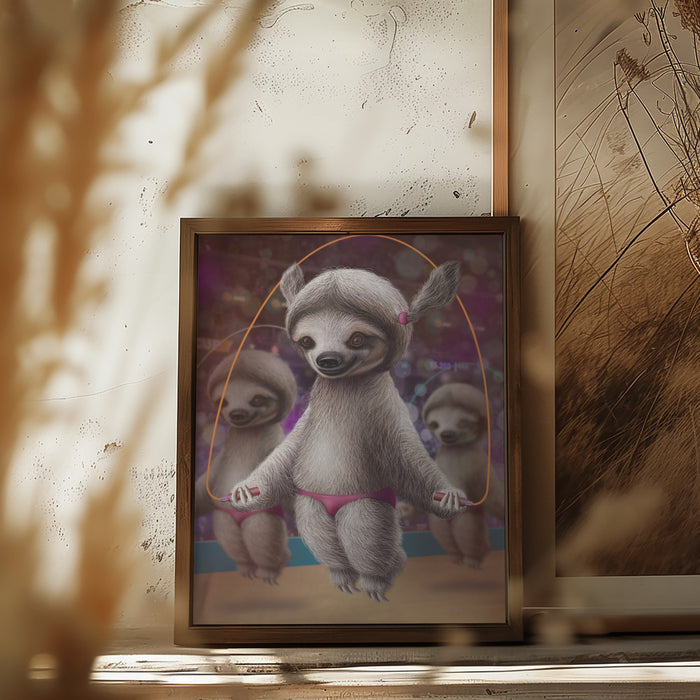 SLOTHS SKIPPING Framed Art Modern Wall Decor