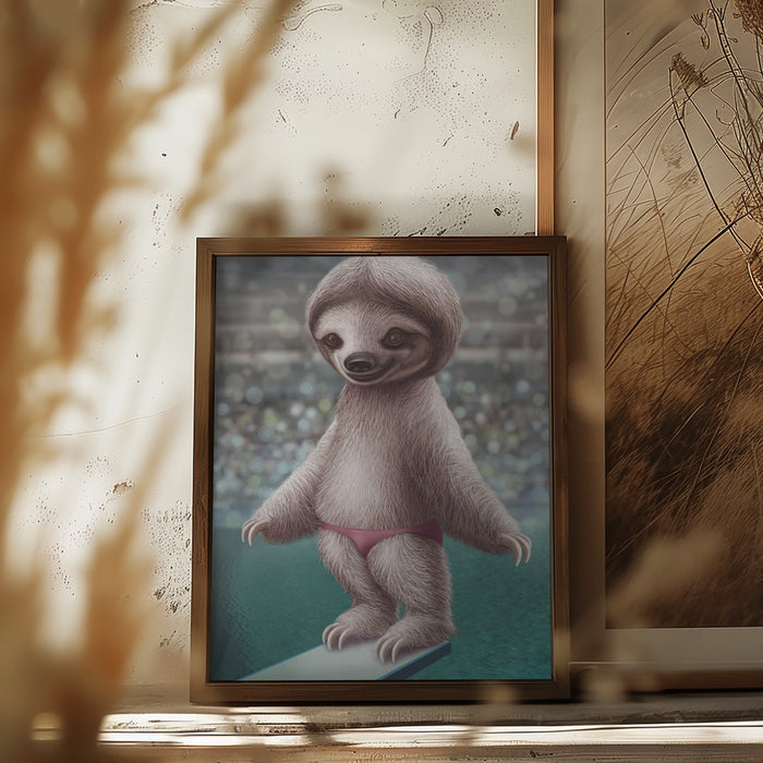 SLOTH THE DIVER Framed Art Wall Decor