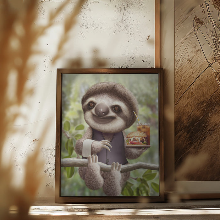 SLOTH ONTREE DELIVERY Framed Art Wall Decor