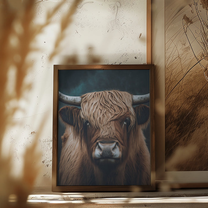 Highland Cow Framed Art Modern Wall Decor