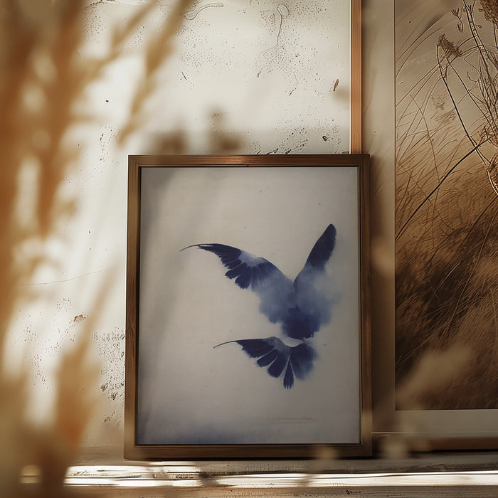 Indigo Bird Framed Art Modern Wall Decor