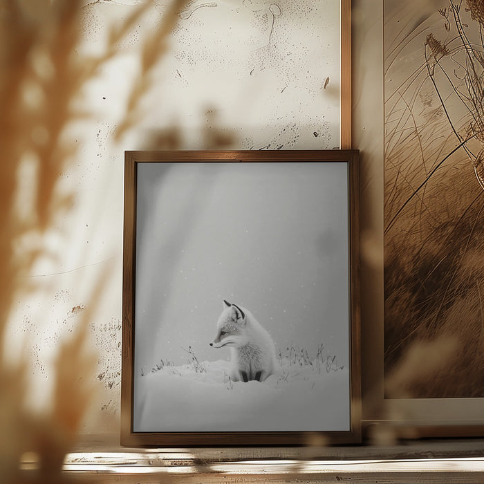 Snow Fox Framed Art Modern Wall Decor