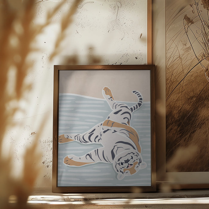 Scandi Sleeping Tiger Children's Art Framed Art Wall Decor